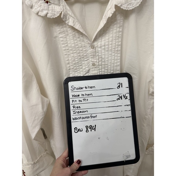Victoria's Secret‎ Country Nightshirt Med Cream Cotton Rose Embroidered Vintage - Picture 7 of 7